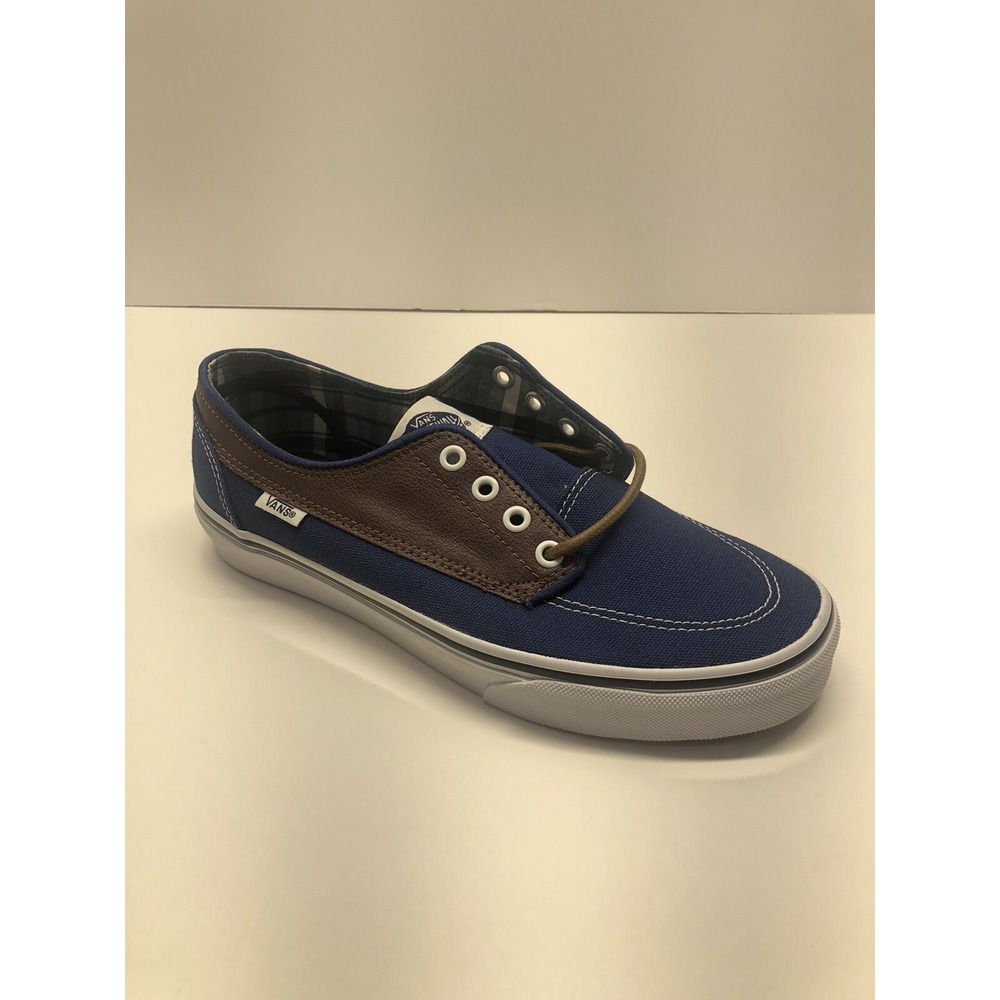 VANS Brigata Blue Leather Plaid Skate Shoes Sneakers Men's Size 7 Mens, 8.5 W